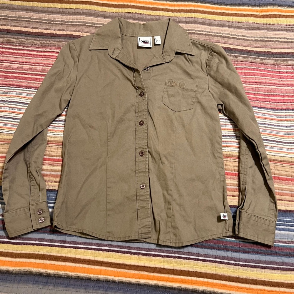 Cruel Girl Kids Khaki Long Sleeveโ Button Up Shirt Size M